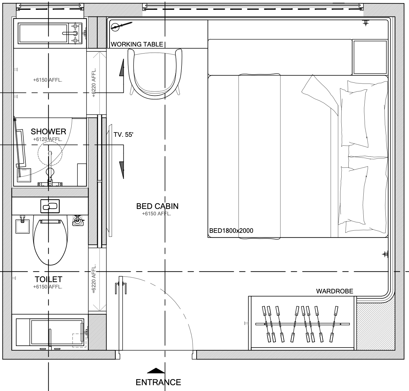 Upper Deck Double Cabin Drawing